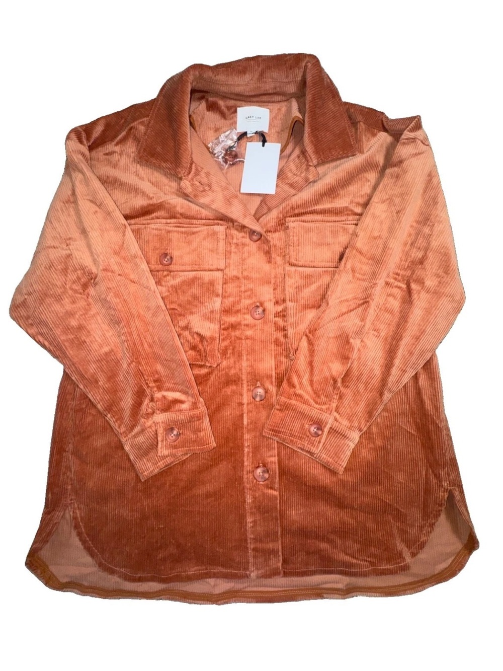 Grey Lab Los Angeles Rust Corduroy Oversized Shirt Jacket Shacket Women’s M NWT